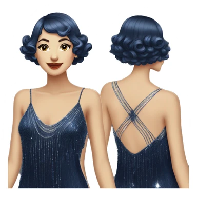 Navy blue sparkly flapper style dress with thin straps sticker