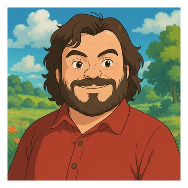 portrait of Jack Black in ghibli style sticker