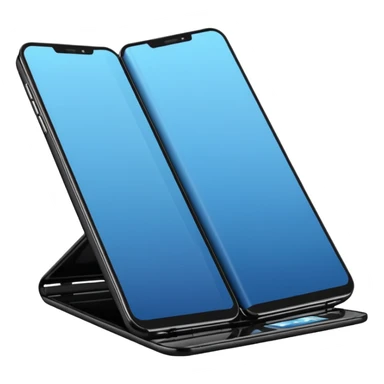 Foldable phone halfway open.






















 sticker