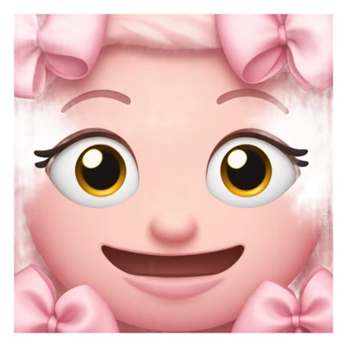 Light pink smiley with little bows on head and eyelashes  sticker