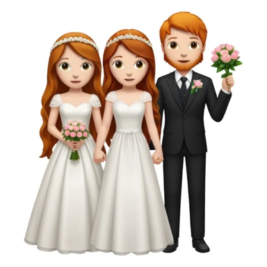 two girls getting married. one long haired ginger in a suit. one long haired dark brunette girl in a dress sticker