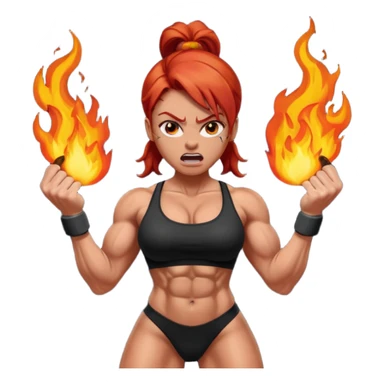 burning angry bodybuilder red haired woman sticker