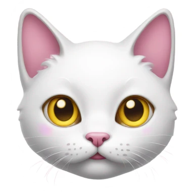 Realistic White cat with yellow eyes, pink hearts over head  sticker