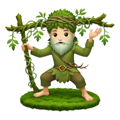moss druid character slicing air with vine “no” sign sticker