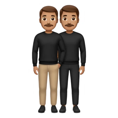 man with mustache, brown hair, 33years old, shirt, high temple Black pullover with a white shirt underneath and black fabric trousers 👕🖤👖 sticker