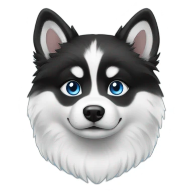 Pomsky black & white blue eyes sticker