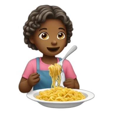 little girl eating pasta sticker