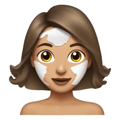 Brunette girl with long hair tan skin applying skincare mask sticker