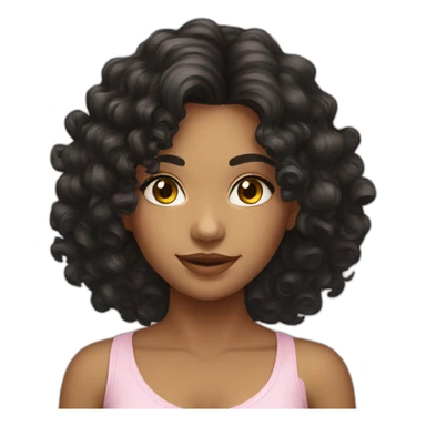 Beautiful Brazilian girl with curly black long hair sticker