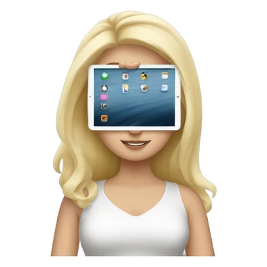 Blonde girl with iPad sticker