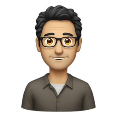 middle age lean white man with black hair & glasses with brown eyes sticker