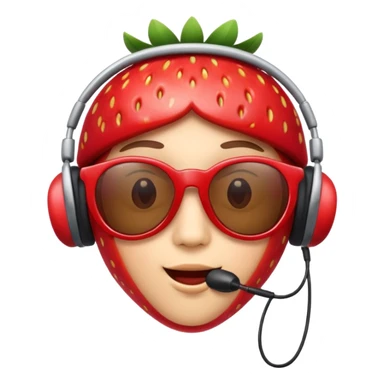 Cute strawberry wearing headset and shades sticker