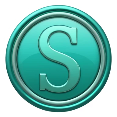 Create a custom emoji badge featuring a stylized, letter “S”. Use the Platinum rank style from League of Legends: teal-green metallics, reflective surfaces, and a futuristic elegant frame. Vibrant and high readability.
 sticker
