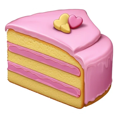 sweet simple slice of sponge cake with pink frosting on the outside sticker
