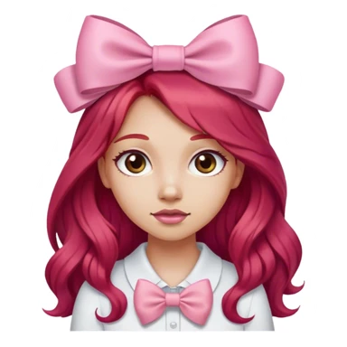 Long red hair girl with pink bow sticker