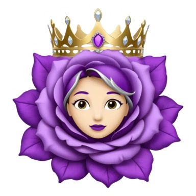 Purple rose flower, silver circle plaque with silver tiara sticker