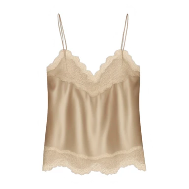 Realistic isolated tan silk lace camisole blouse.  sticker
