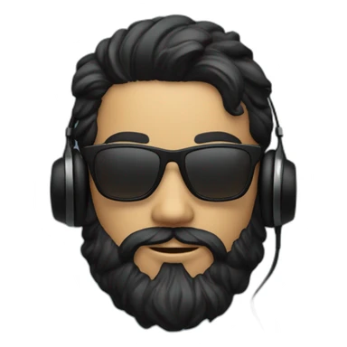 A stylish boy wearing headphones and sun glasses and in background music waves black hair black beard sticker