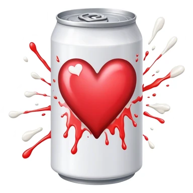 Soda can with heart, exploding white oaint sticker