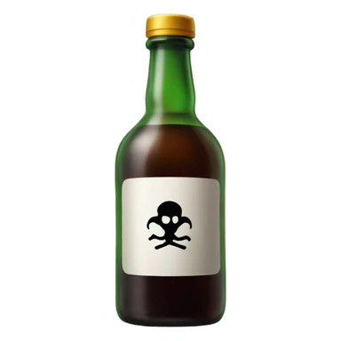 A bottle of alcohol with the poison symbol on it sticker