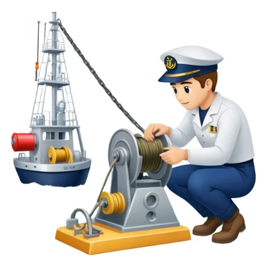 Sequential process of sailor operating winch, retrieving sediment core, and scientists examining ocean floor samples in lab sticker