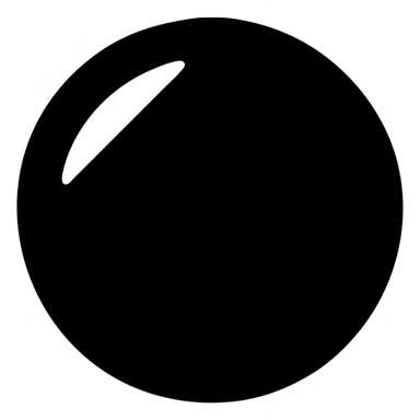 black circle with a curved crescent-shaped white highlight in the top left corner sticker