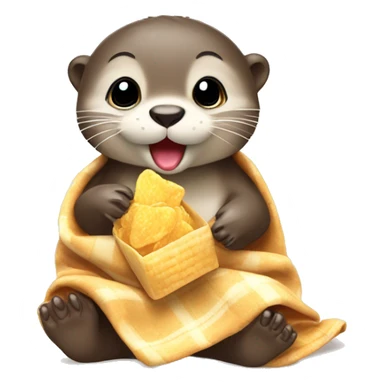 baby otter wrapped in blanket eating prosecco and crisps sticker