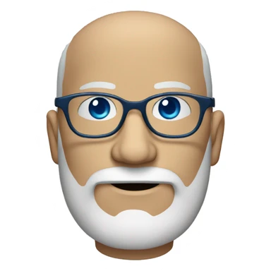 a bald man with a salt and pepper beard and blue eyes and glasses sticker