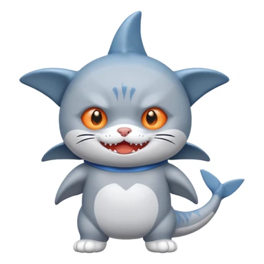 cat wearing shark costume sticker