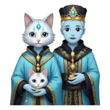 Leviathan magician couple and their pet cat sticker
