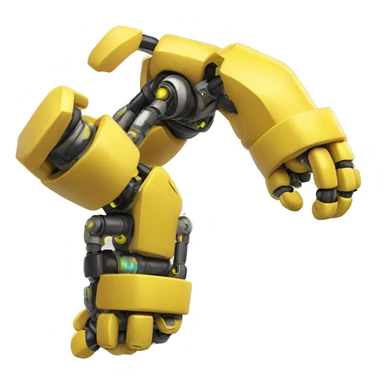 Flexing yellow robotic bicep with shocks and circuits that’s attached to the forearm sticker