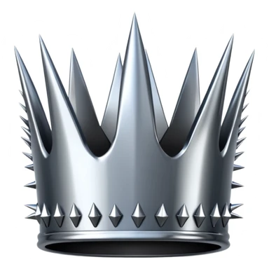 A spiked crown emoji made of silver chrome, sharp yet rounded metallic spikes, glossy reflections, aggressive luxury swag aesthetic, iOS emoji style, centered, clean white background sticker