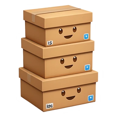 emoji of three classic brown boxes sticker