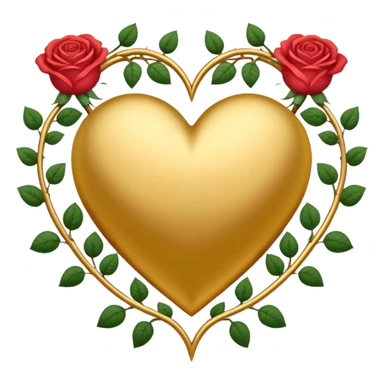 golden heart with rose vine border sticker
