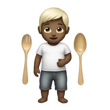 Cute Baby carries spoon with White skin and Straight hair  sticker