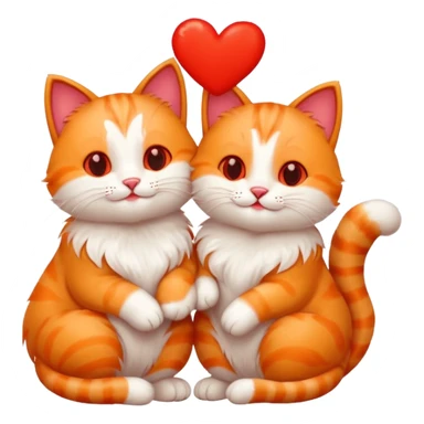 two happy cats in love surrounded by hearts sticker