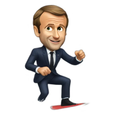 emmanuel macron surfing with a saussage sticker