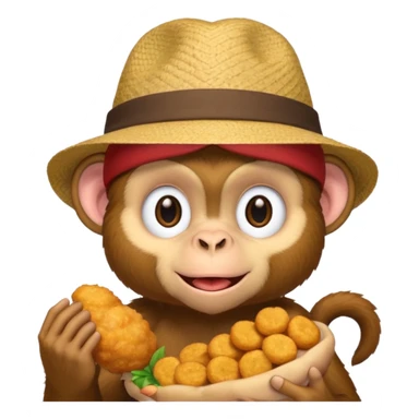 Monkey with a hat and chicken nuggets sticker