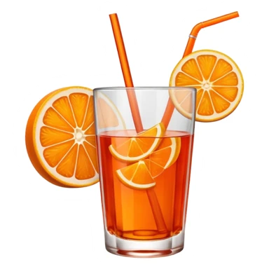 Mach mir einen Aperol in Emoji Stil - eine Orangenscheibe im Glas und ein Strohhalm - keine Deko am Glas oben sticker