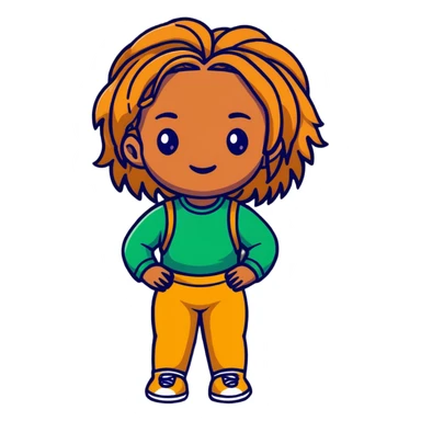 Caramel skin black girl with waist length locs sticker