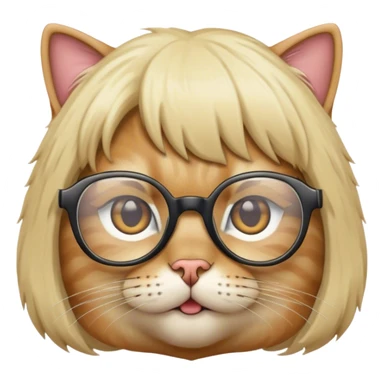 A cat with a blonde wig and glasses  sticker