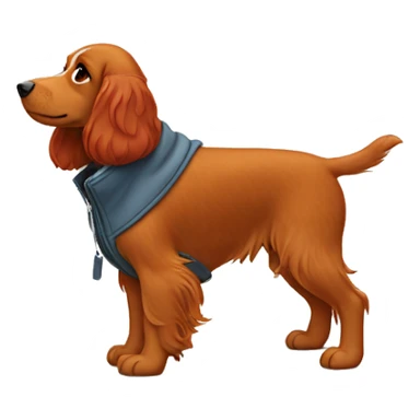 A red-haired spaniel in a winnie the pooh jacket sticker