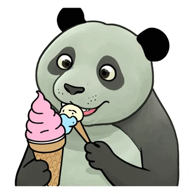 Panda eating ice cream sticker