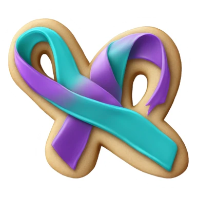 Purple teal Suicide awareness ribbon, heart cookie sticker