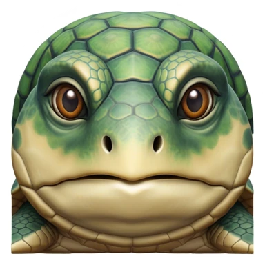 Cinematic Realistic Noble Sea Turtle Portrait Emoji, Poised and dignified, with a robust, time-worn shell intricately patterned in earthy tones and a weathered, wise face with deep, observant eyes, rendered with lifelike texture and natural, diffused light; high shine, intelligent and serene, styled with an air of oceanic majesty, focused and attentive, soft glowing outline, capturing the essence of a watchful and confident sea turtle that appears to glide out of the screen with timeless authority! sticker
