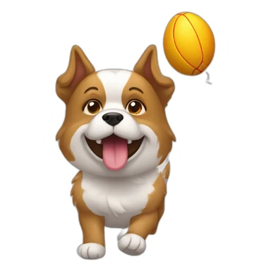 Chien qui coure avec un ballon de rugby sticker