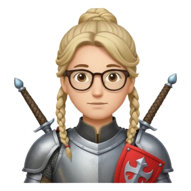 knight's with glasses with long boarder & hair bun hair sticker