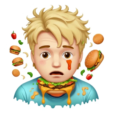 Guy with puking burgers sticker