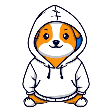 Dog wearing a hoodie sticker