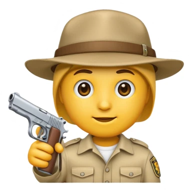 As un emoji blanco con una gorra y una garrafón un pistola  sticker